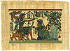 affiche (mini-poster) en papyrus (illustration : sc&egrave;ne de chasse)