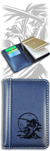 ''Samoura&iuml; manga'', bloc-notes de poche avec mini-stylo &agrave; bille et emplacements pour cartes de visite ou cartes de cr&eacute;dit