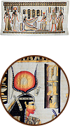 Nefertari, Isis, Horus et Ma&acirc;t, papyrus 200 x 100 cm (illustration inspir&eacute;e de la tombe de Nefertari)