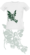 ''F&eacute;e du printemps'', T-shirt femme, blanc &agrave; manches courtes