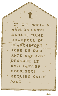 épitaphe de Marie de Blanchefort
