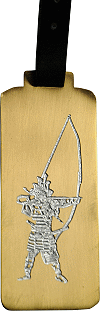 exemple d'&eacute;tiquette &agrave; bagage personnalis&eacute;e par gravure : samoura&iuml; archer