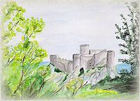 Puilaurens, aquarelle