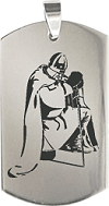 exemple de pendentif personnalis&eacute; par gravure : chevalier templier (cha&icirc;ne plaque en acier inoxydable)