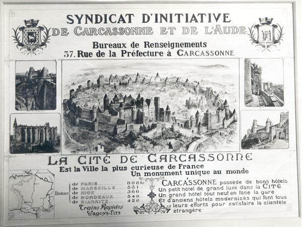 La première affiche du syndicat d'initiative de Carcassonne et de l'Aude (1921)