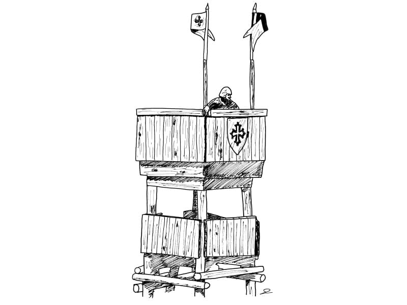 Tour de guet (dessin au trait : Philippe Contal)