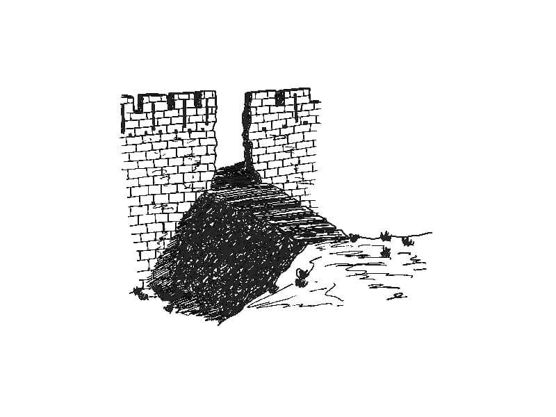 Douves (combler les... ; dessin au trait : Philippe Contal)