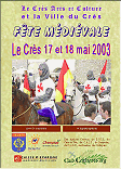 programme de la fête médiévale du Crès, 17 et 18 mai 2003