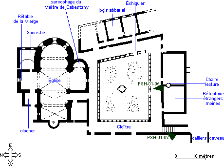 Plan de l'abbaye de Saint-Hilaire (Aude, Pays cathare)