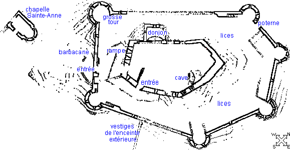 Plan général de la forteresse d'Aguilar (Tuchan, Corbières, Aude, Pays Cathare)