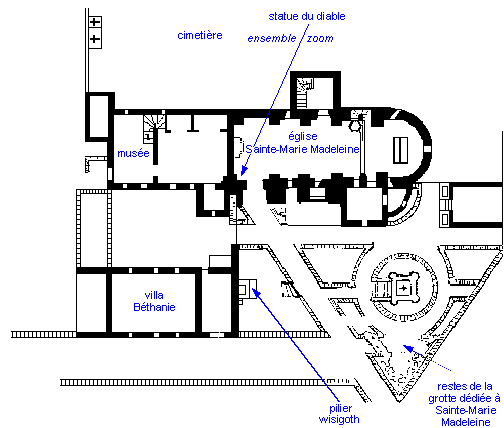 Plan de l'église Sainte-Marie-Madeleine de Rennes-le-château (Aude, Pays cathare ; Occitanie, France)