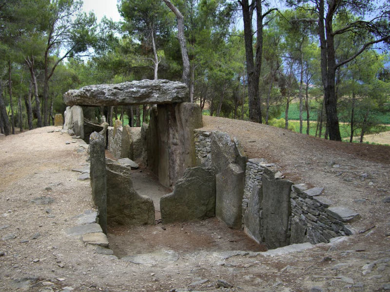 L'Allée couverte (Dolmen des Fées ou Fades) de Pépieux-Minervois (Aude, Pays cathare ; photographie : Philippe Contal, 2007)