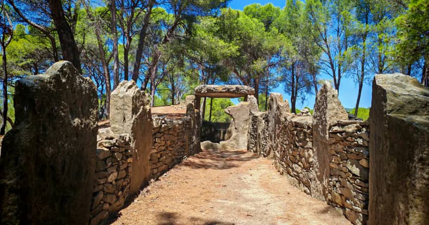 Entrée de l’allée couverte du Dolmen des Fées à Pépieux